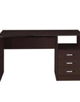51" Dark Brown Wood Pedestal Computer Desk With Three Drawers