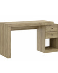 58" Natural Wood Pedestal Computer Desk With Two Drawers