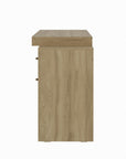 58" Natural Wood Pedestal Computer Desk With Two Drawers