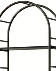 72" Black Metal And Wood Adjustable Three Tier Etagere Bookcase