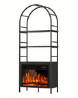 72" Black Metal And Wood Adjustable Three Tier Etagere Bookcase