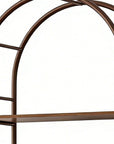 72" Brown Metal And Wood Adjustable Three Tier Etagere Bookcase