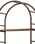 72" Brown Metal And Wood Adjustable Three Tier Etagere Bookcase