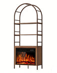 72" Brown Metal And Wood Adjustable Three Tier Etagere Bookcase