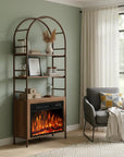 72" Brown Metal And Wood Adjustable Three Tier Etagere Bookcase
