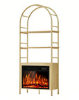 72" White Metal And Wood Adjustable Three Tier Etagere Bookcase
