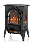 15" Black Ornate Carved Scrollwork Glass And Metal With Storage Electric Fireplace With Mantle