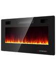 36" Black Metal Electric Fireplace