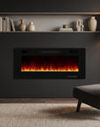 36" Black Metal Electric Fireplace