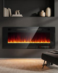 50" Black Metal Electric Fireplace