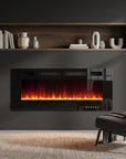 60" Black Metal Electric Fireplace