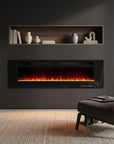 72" Black Metal Electric Fireplace