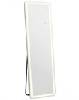 64" Clear Lighted Freestanding And Wall Mounted Framed Full Length Mirror