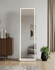 64" Clear Lighted Freestanding And Wall Mounted Framed Full Length Mirror
