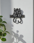 Two Hook 5" Black Cast Iron Cats Wall Hook