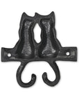 Two Hook 5" Black Cast Iron Cats Wall Hook