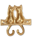 Two Hook 5" Gold Cast Iron Cats Wall Hooks