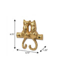 Two Hook 5" Gold Cast Iron Cats Wall Hooks