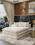 67" White Corduroy Left Hand Facing Chaise Lounge Chair