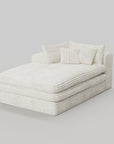 67" White Corduroy Left Hand Facing Chaise Lounge Chair