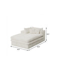 67" White Corduroy Left Hand Facing Chaise Lounge Chair