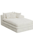 67" White Corduroy Left Hand Facing Chaise Lounge Chair