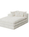 67" White Corduroy Left Hand Facing Chaise Lounge Chair