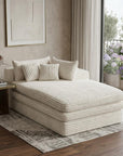 67" White Corduroy Left Hand Facing Chaise Lounge Chair
