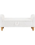 55" White and Brown Corduroy and Solid Wood Upholstered Storage Bench With Flip Top