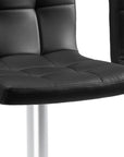 Set of Two Black And Silver Faux Leather And Aluminum Adjustable Height Swivel Bar Chairs