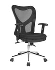 Black And Silver Adjustable Height Swivel Rolling Office Chair