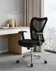 Black And Silver Adjustable Height Swivel Rolling Office Chair