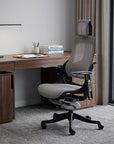 Gray And Black Adjustable Height Swivel Rolling Executive Office Chair