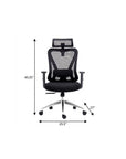 Black And Silver Adjustable Height Swivel Rolling Office Chair