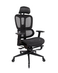 Black Adjustable Height Swivel Rolling Office Chair With Footrest