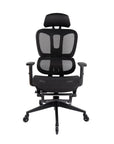 Black Adjustable Height Swivel Rolling Office Chair With Footrest