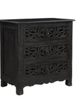 Five Piec Black Solid Wood Bedroom Set With Mirror