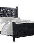 Five Piec Black Solid Wood Bedroom Set With Mirror