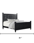Five Piec Black Solid Wood Bedroom Set With Mirror