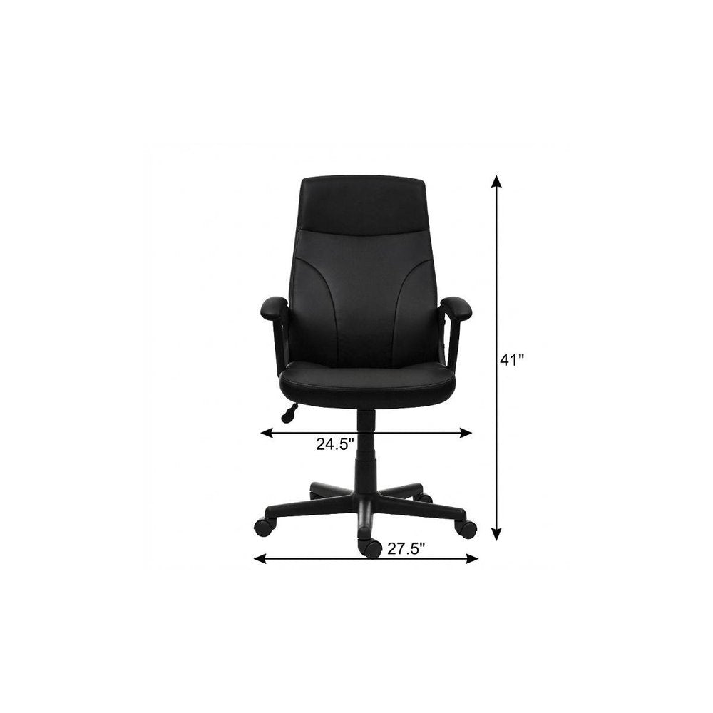 Black Adjustable Height Swivel Rolling Executive Office Chair