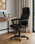 Black Adjustable Height Swivel Rolling Executive Office Chair