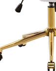 White And Gold Boucle Swivel Rolling Executive Office Chair