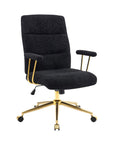 White And Gold Boucle Swivel Rolling Executive Office Chair