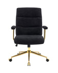 White And Gold Boucle Swivel Rolling Executive Office Chair