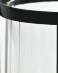 9" Clear And Black Glass And Metal Tabletop Lantern Candle Holder