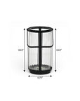 9" Clear And Black Glass And Metal Tabletop Lantern Candle Holder