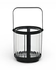 5" Clear And Black Glass And Metal Tabletop Lantern Candle Holder