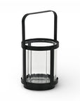 5" Clear And Black Glass And Metal Tabletop Lantern Candle Holder