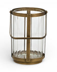 7" Gold Glass Tabletop Lantern Candle Holder