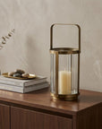 7" Gold Glass Tabletop Lantern Candle Holder
